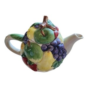 VTG Otagiri Japan Hand Painted Teapot and Lid Apples/Grapes/Pears/Strawberries